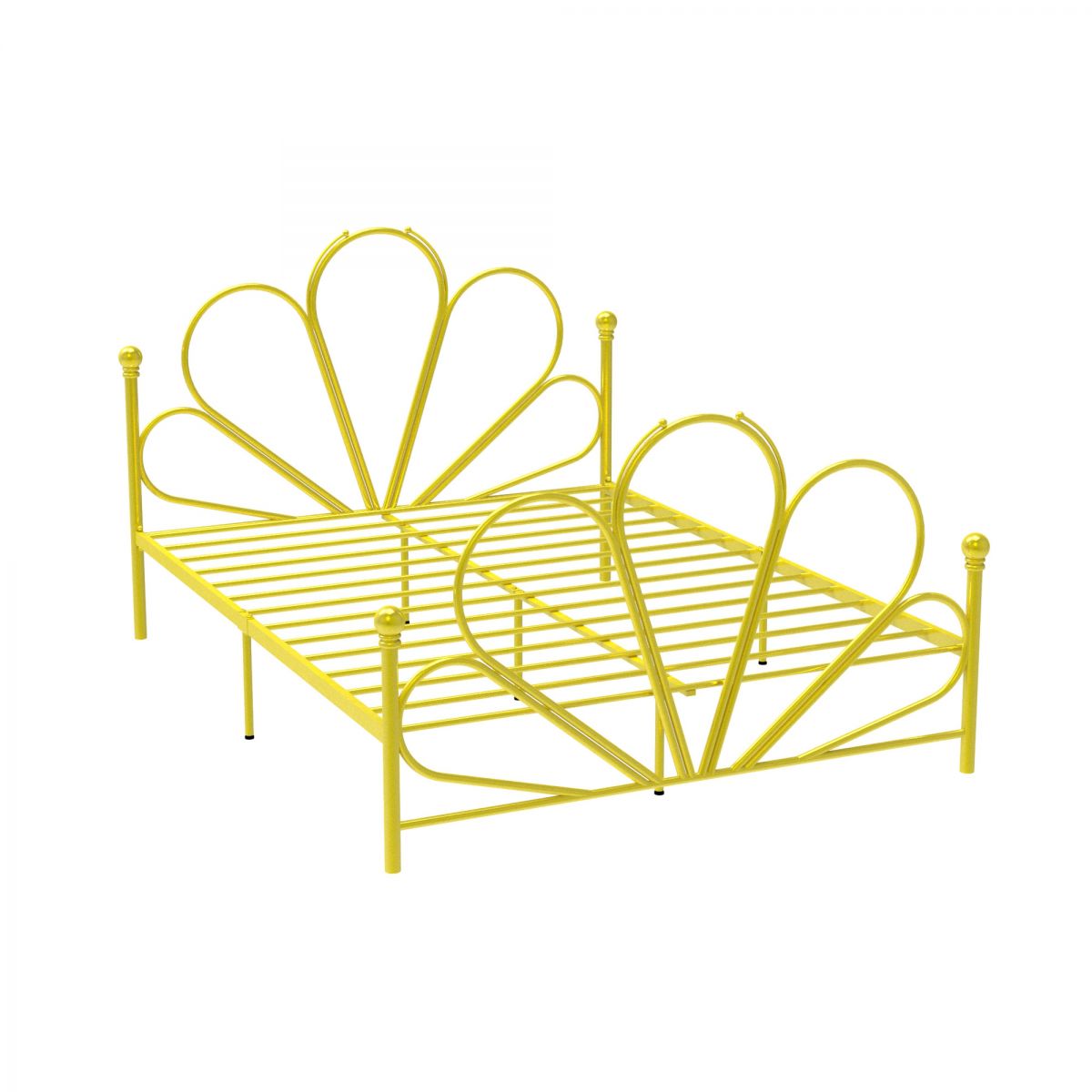 Metal High Open-Frame Bed Contemporary Wire-Grid Simple Bed Frame