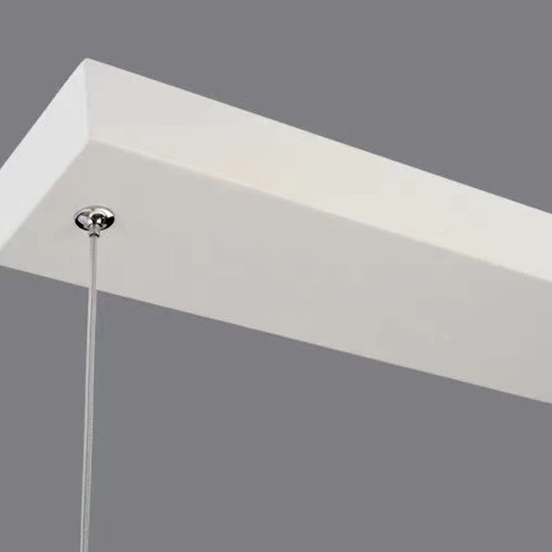 Linear Shape Chandelier Lighting Modern Style Metal 1 Lights Island Lamp in White
