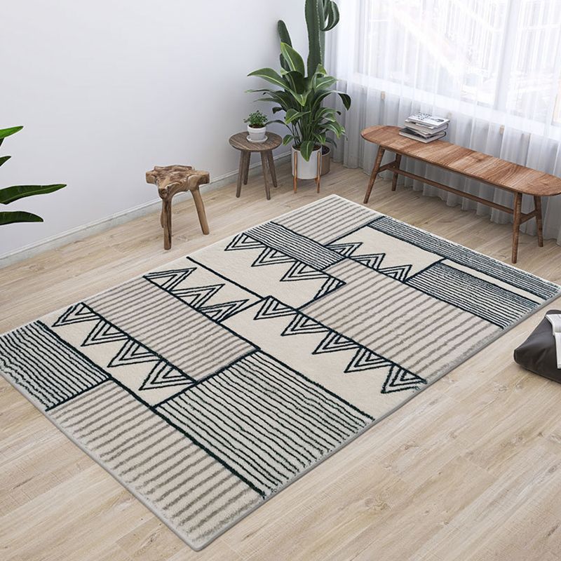Bohemian Geometric Print Carpet Polyester Indoor Carpet Stain Resistant Rug for Living Room