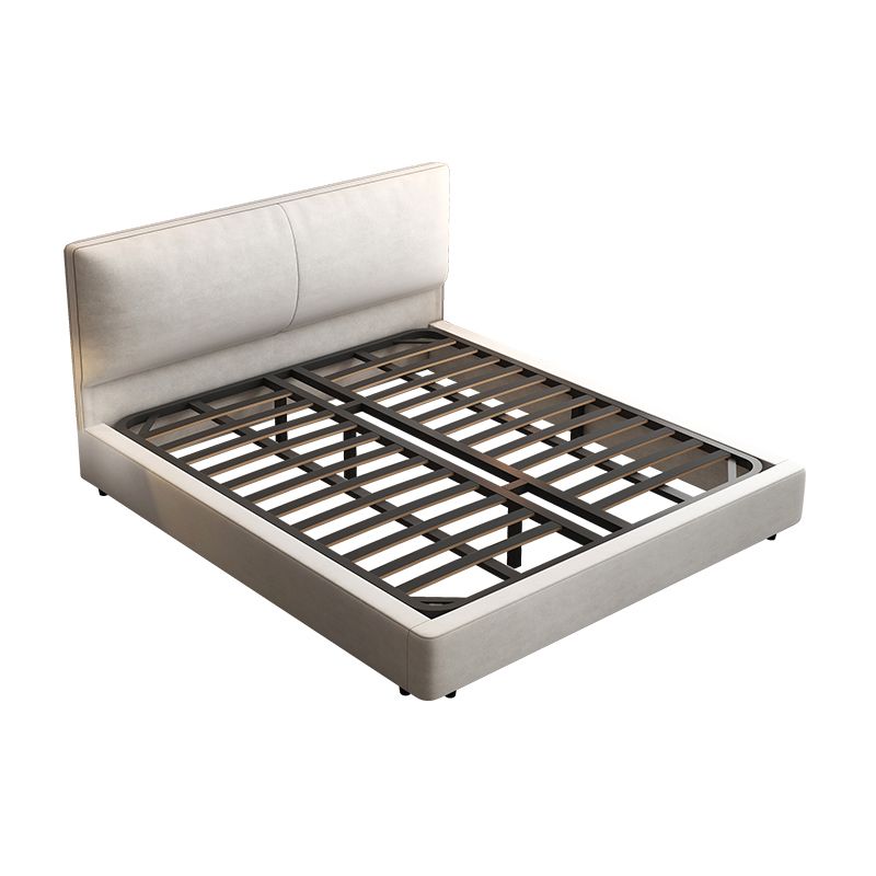 Modern Beige Standard Bed with Rectangular Panel Headboard and Legs