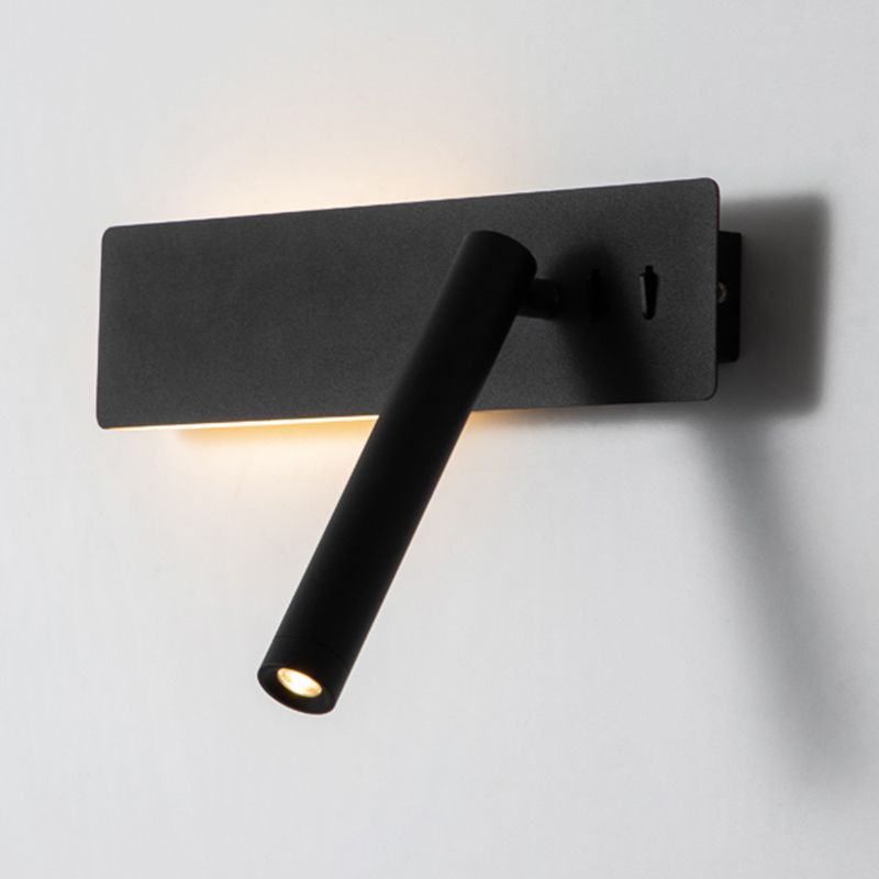 Modern Aluminum Wall Light Rectangle 2 Lights Reading Wall Sconce for Bedroom