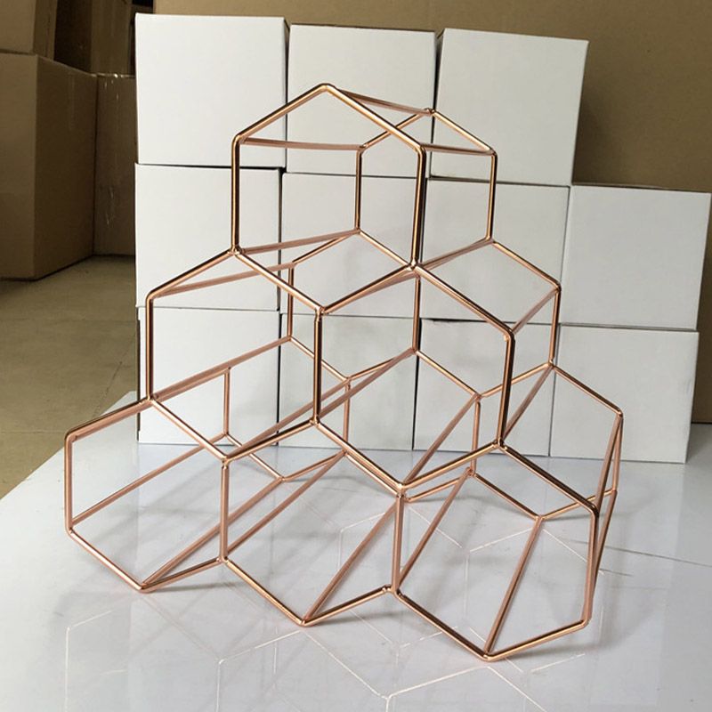 Countertop Glam Wine Rack Metal Wine Bottle Rack for Living Room