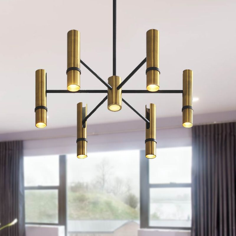 Messingzylinder Deckendecke Kronleuchter leichte postmoderne 6/8 -Lichter Metall Hanging Leuchte für Esszimmer