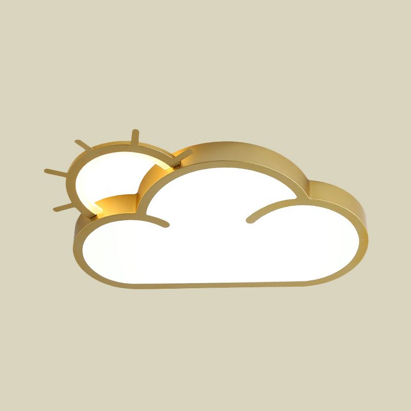Acrylic Cloud Flush Mount Lamp Minimalist LED Gold Close to Ceiling Light for Bedroom