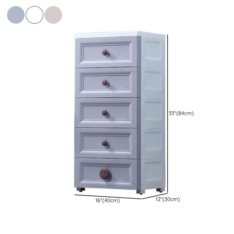 Plastic 5-drawer Storage Cabinet Modern Wardrobe Armoire with Legs