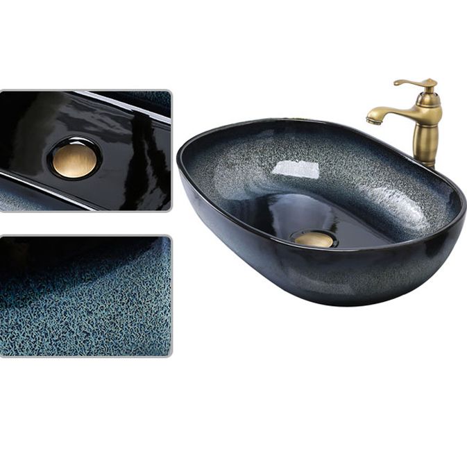 Traditional Vessel Bathroom Sink Specialty Vitreous China with Faucet Vessel Sink