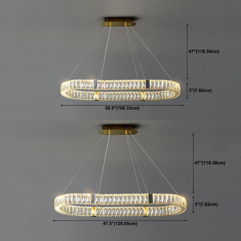 Contemporary Style Oval Shape Island Light Crystal 1 Light Island Lighting in Gold