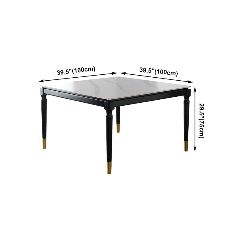 Solid Wood Mid-Century Modern Table White Sintered Stone Table with 4 Legs