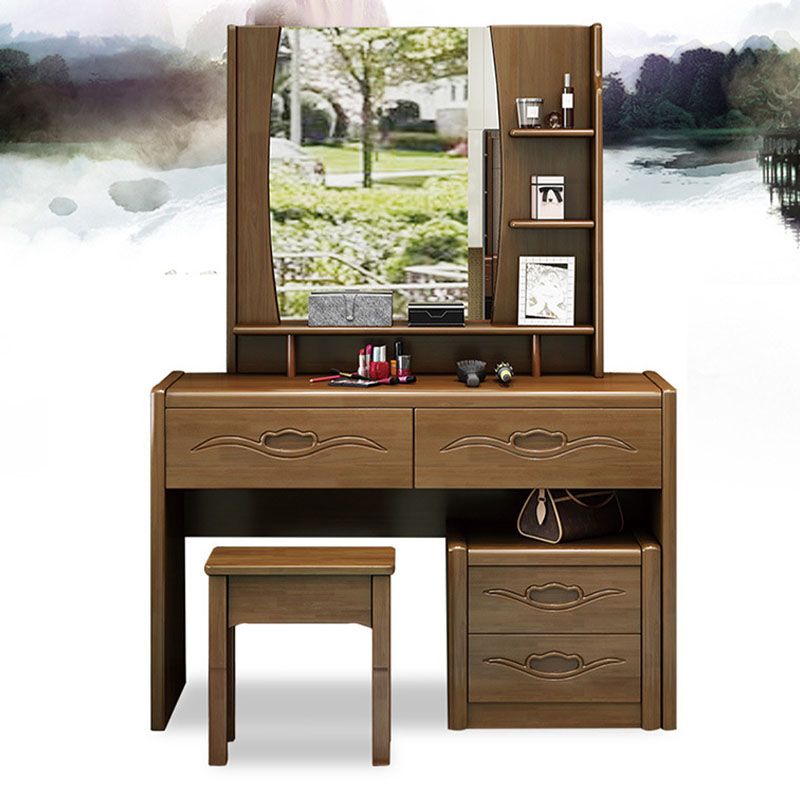 Traditional Bedroom Solid Wood 4 Drawer Standing Make-up Vanity