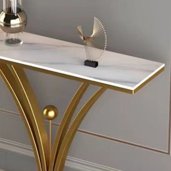 Contemporary Stone Console Sofa Table Rectangle Metal End Table for Hall