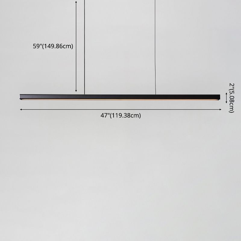 Black Metal Hanging Pendant Lights Modern Linear Hanging Lamps for Dining Room