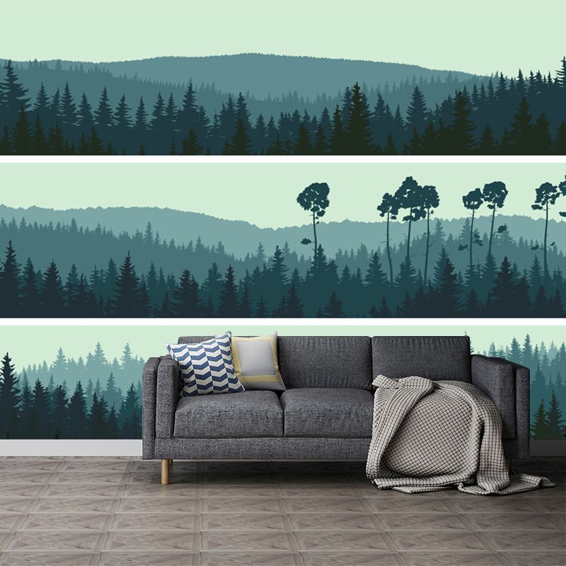 Blackish Green Forest Wall Mural Waterproofing Wall Covering for Accent Wall, Custom Size