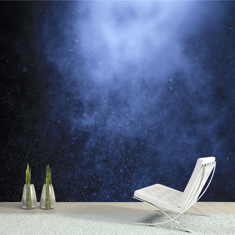Modern Nebula Galaxy Mural Wallpaper Blue-Black Waterproof Wall Covering for Home