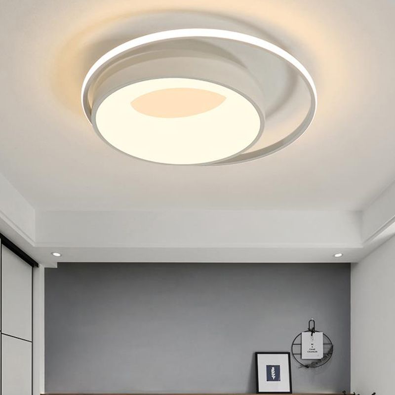 Lámpara de techo empotrada acrílica redonda moderna Led blanca/rosa/azul con luz cálida/blanca/neutra, 16 "/19,5" de ancho