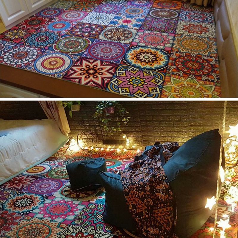 Multicolor Home Dekoration Teppich Retro marokkanischer Fliesenbereich Teppich Polyester mit rutschfestem Backing Teppich