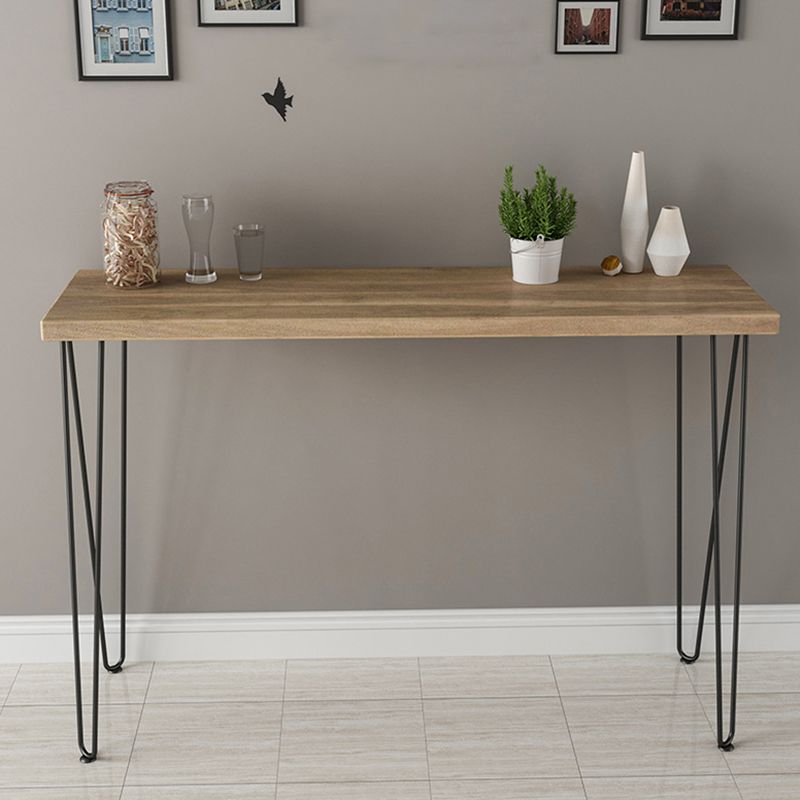 Modern Brown Wooden Bar Table Rectangle Dining Table for Kitchen Living Room Coffee Room