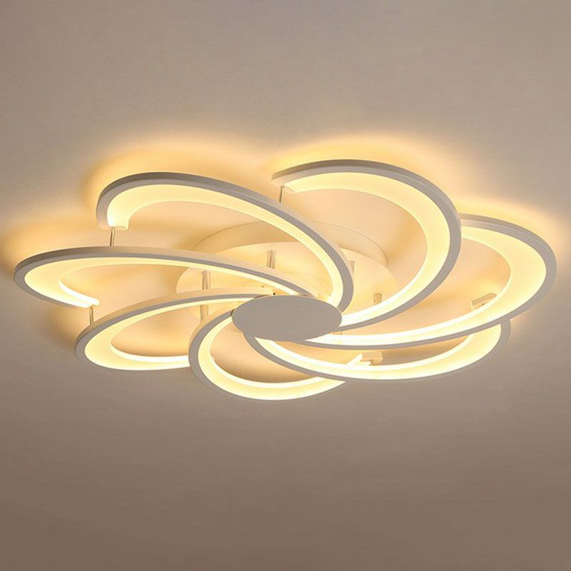 Flower Living Room Flush Ceiling Light Acrylic Contemporary LED Semi Flush Mount Lighting Fixture in White