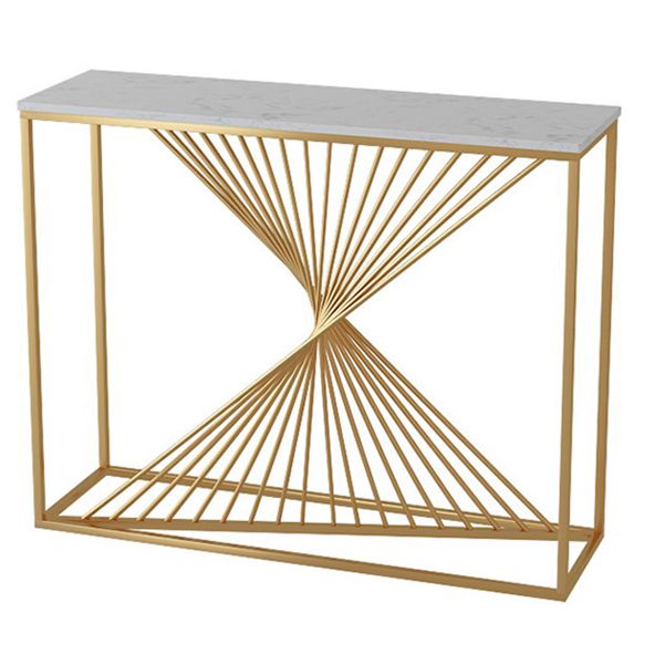 Glam Marble Console Table 12" W White Rectangle Sofa Table for Hall
