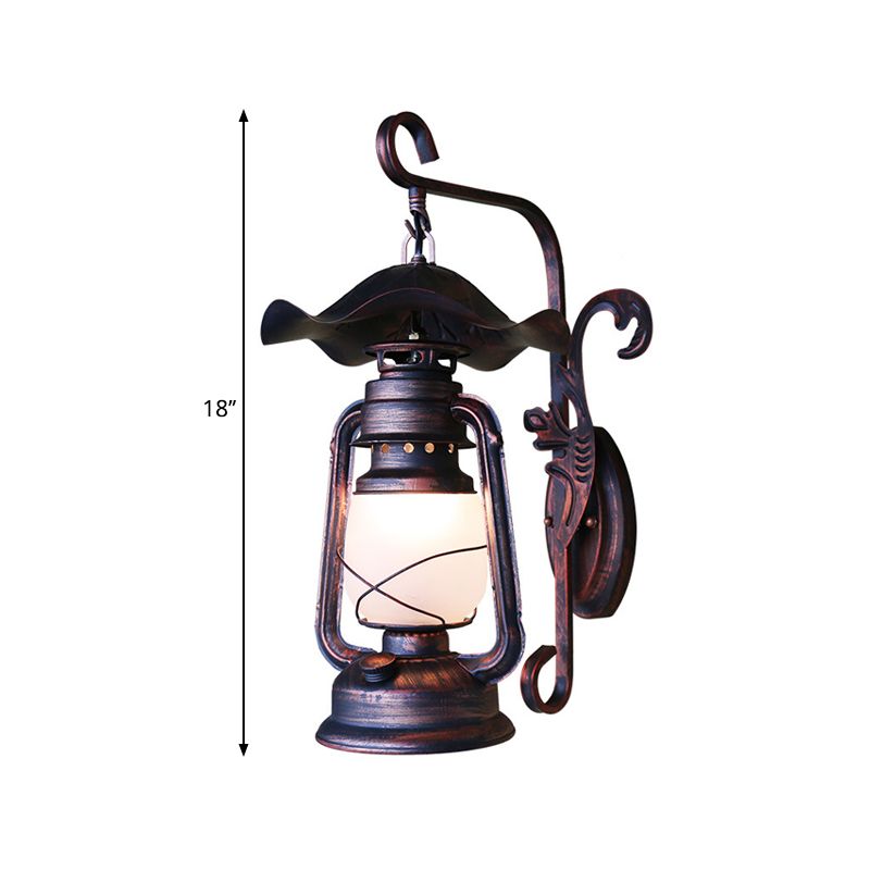 1 Bulb Opaline Glass Wall Mount Light Nautical Weathered Copper Kerosene Lamp Porch Wall Lighting