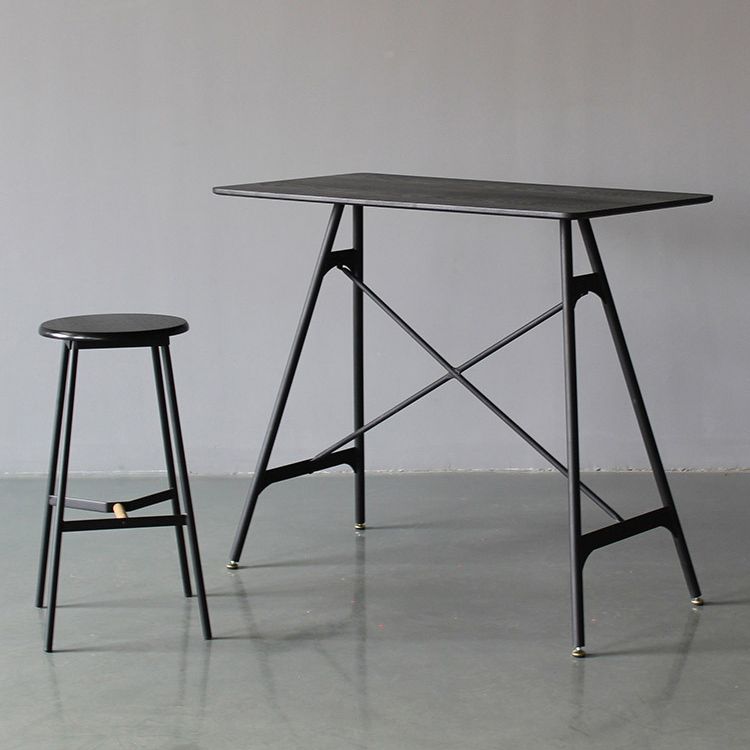 Modern Rectangle Bar Counter Table Wooden Dining Table with Metal Legs
