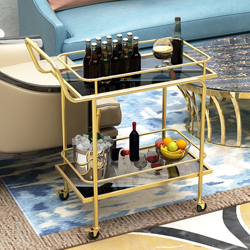 Contemporary 31.5"H Prep Table Rectangular Metal Rolling Prep Table for Dining Room
