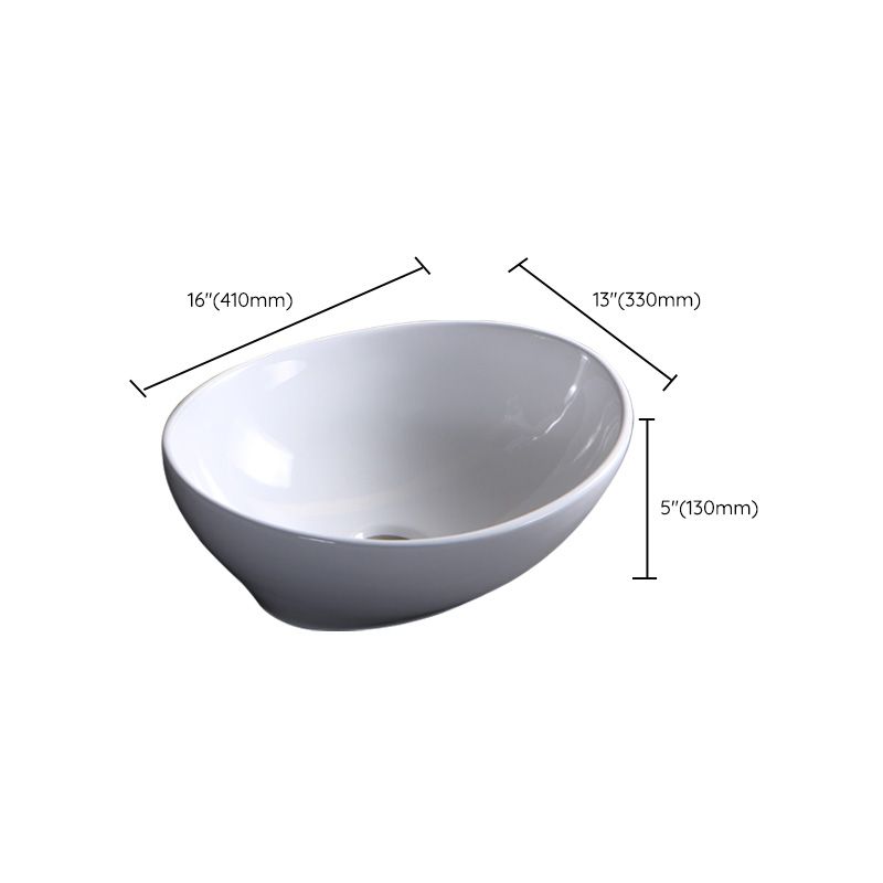 Modern Bathroom Sink Porcelain Pop-Up Drain Round Vessel Bathroom Sink