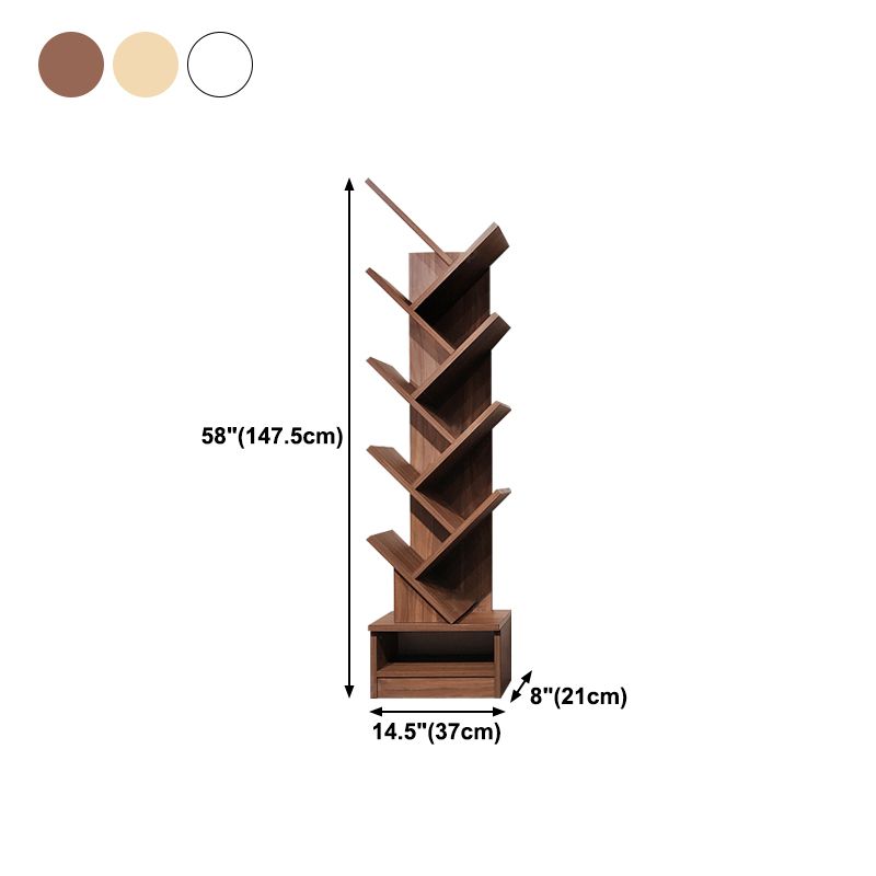 Manufactured Wood Corner Bookshelf Modern Closed Back Vertical Bookcase