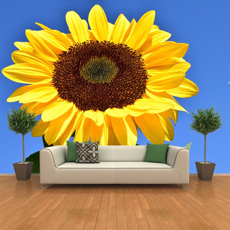 Sunflower Mural Wall Covering for Living Room Decorative Mildew Resistant Wallpaper