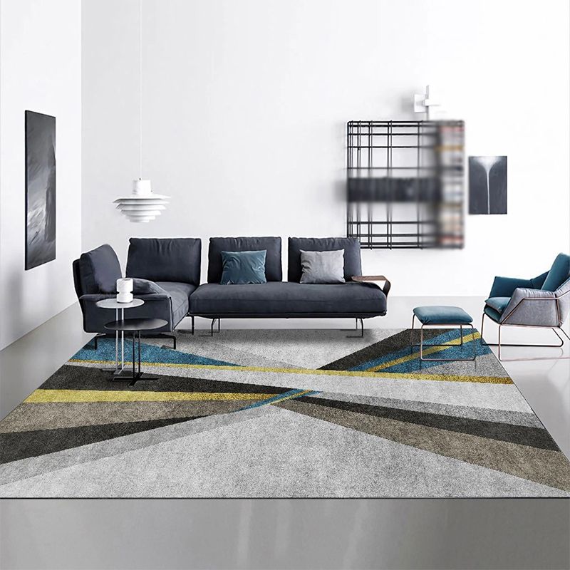 Ash Black Modern Rug Polyester Grafisch Tapijten Niet-slip achterste tapijt voor woonkamer