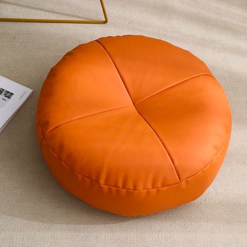 Modern Pouf Ottoman PU Leather Upholstered Tufted Solid Color Round Ottoman