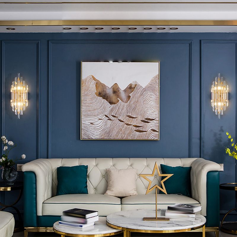 Geometric Shape Crystal Wall Lighting Modern Style 2-Lights Wall Mounted Light in Gold