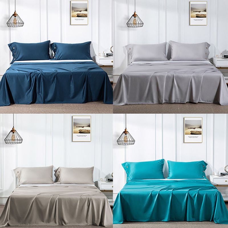 Cotton Soft Bed Sheet Solid Color Wrinkle Resistant Breathable Sheet Set