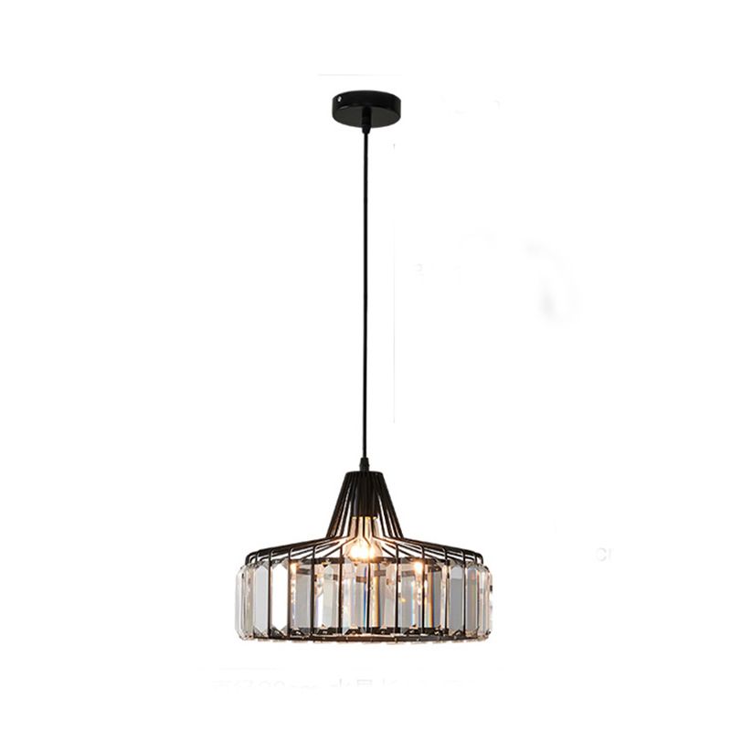 Crystal Luxury Pendant Light Modern Style Iron Cage Shaped Hanging Light for Living Room