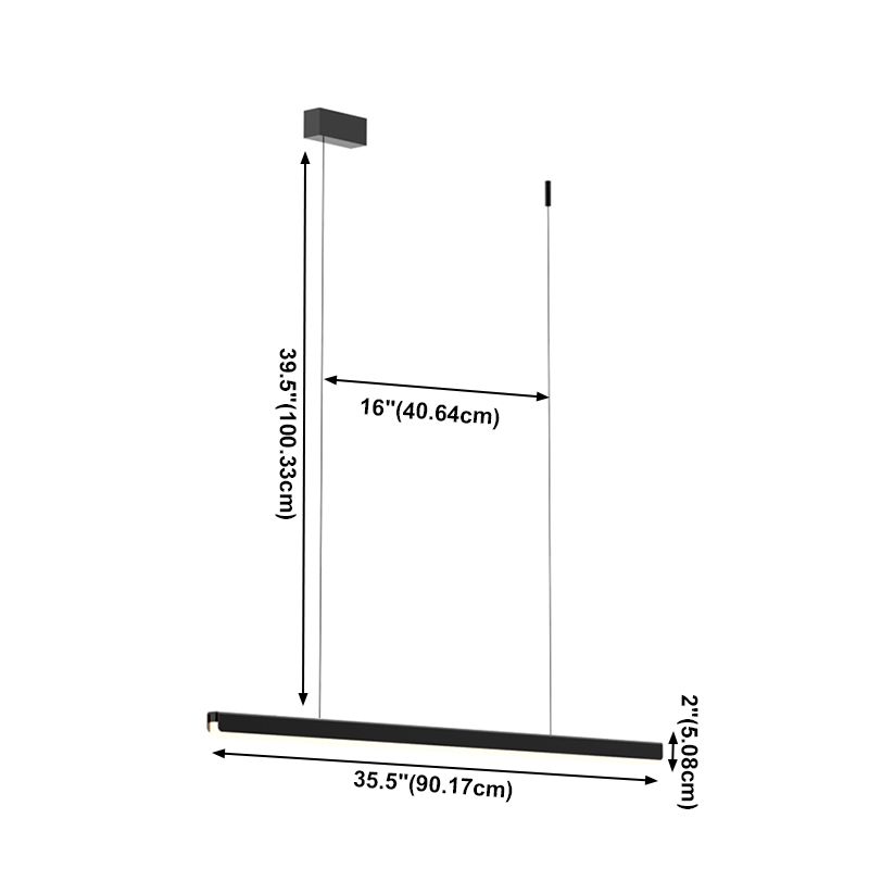 Modern Style Linear Pendant Light Metal 1 Light Hanging Light