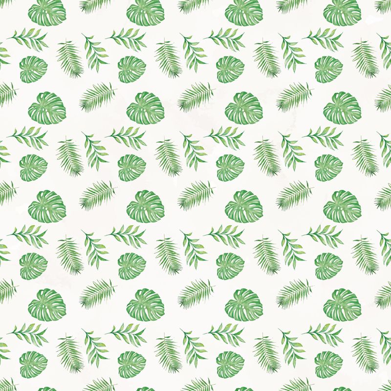 Tropical Leaves Pattern Wall Mural Non-Woven Textured Stain-Proof Soft Color Wall Art for Bedroom