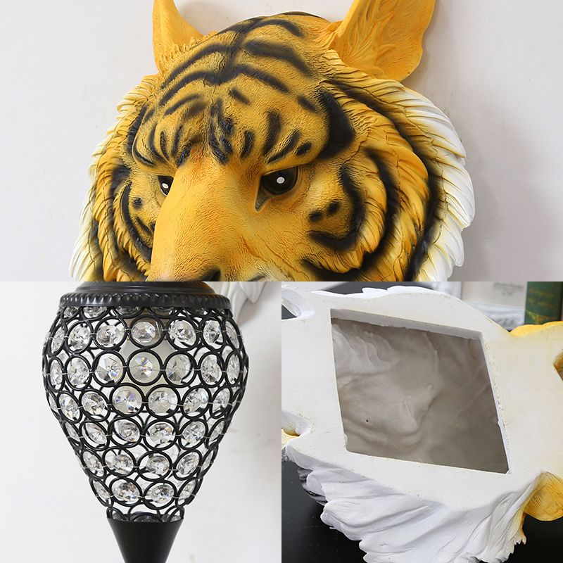 Jaune 1 applique lumineuse Lumière Rustique Tiger Tiger Mur Murning Fixture for Living Room with Teardrop Crystal Shade