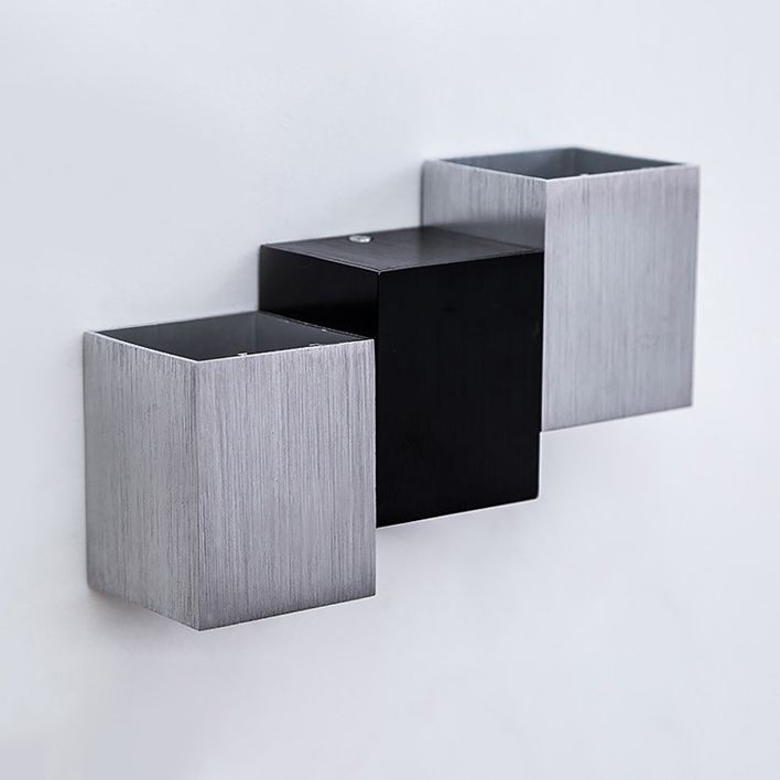 Disconce da parete cubica Stile moderno in alluminio LED Grey Wall Washer Lampada in illuminazione calda/bianca per portico