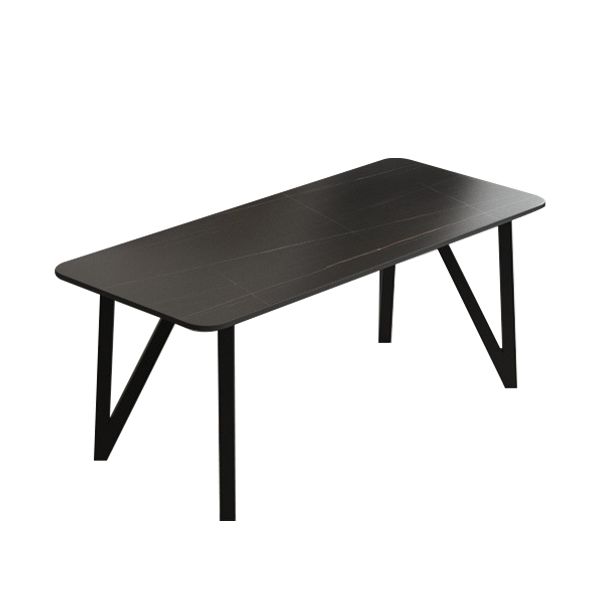 Rectangle Dining Table 4 Legs Dining Table in Black Frame for Kitchen