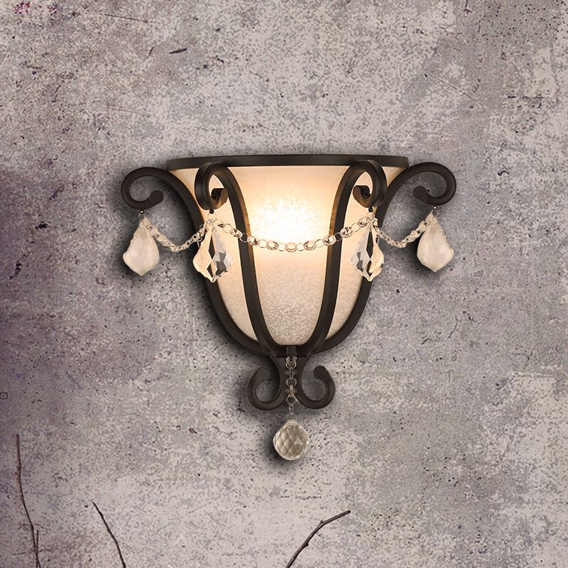 1 cabeza de metal urna de montaje de pared lámpara de luz vintage en bronce negro/desgastado para escaleras