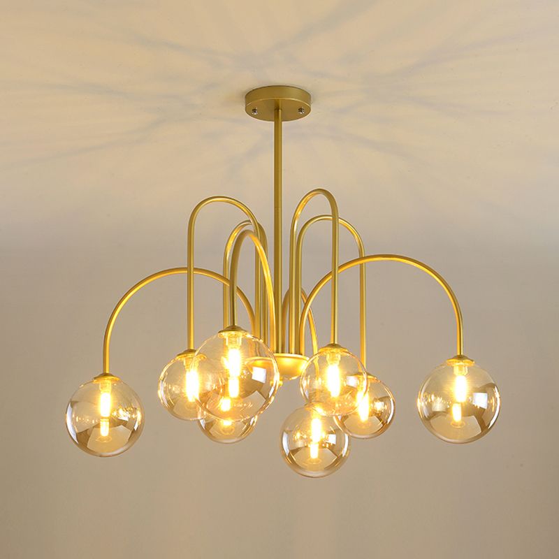 Modern Artistic Globe Hanging Lamp Lacquered Iron Indoor Chandelier with Glass Shade