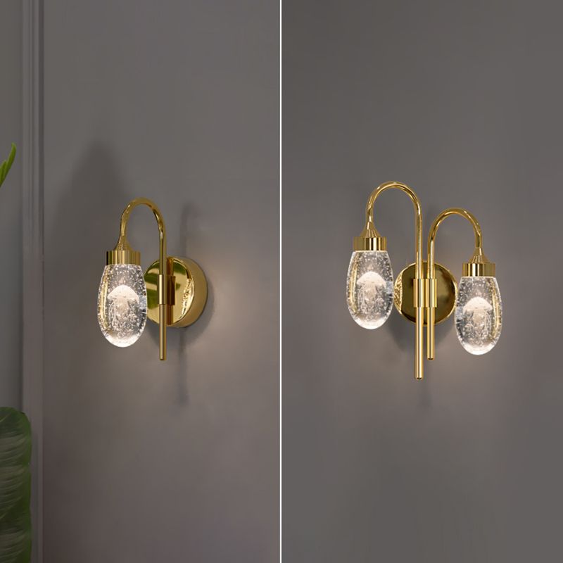 Iluminación de pared de 1 luces de oro de 1 luces de estilo moderno de cristal de cristal Ideas de iluminación de pared
