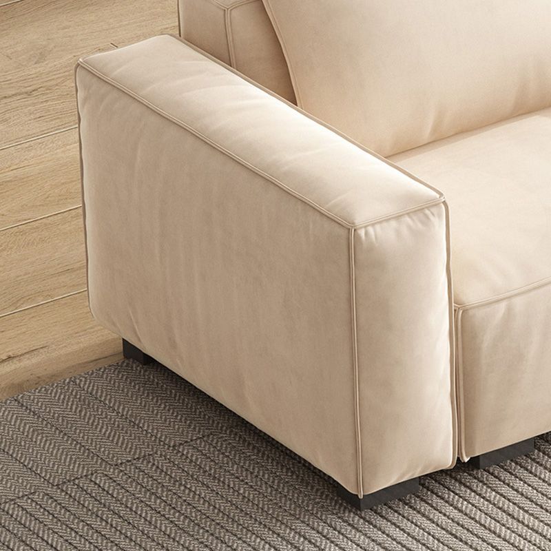 Velvet Square Arm Sofa Modern Sofa with Pillows in White 37.40" W