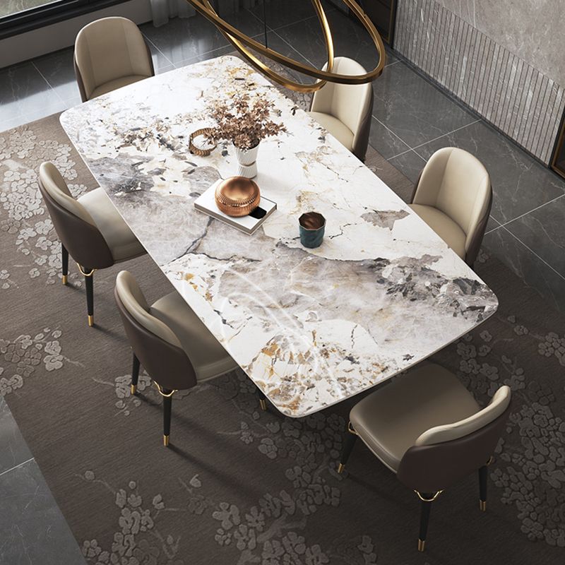 Metal Traditional Luxury Rectangle Table Sintered Stone Table for Dining Room and Kitchen