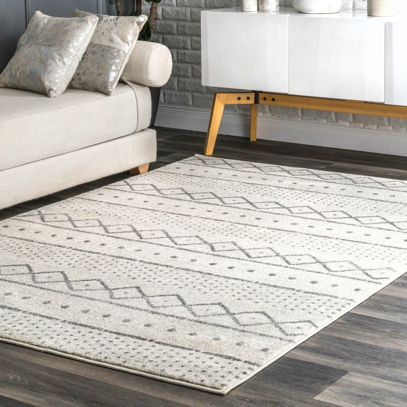 Beige Lijn Tapijten Polyester Modern Tapijt Non-Slip Backing Rug voor woonkamer