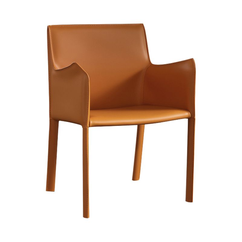 Modern Upholstered Dining Arm Chair Faux Leather Dining Accent Chair