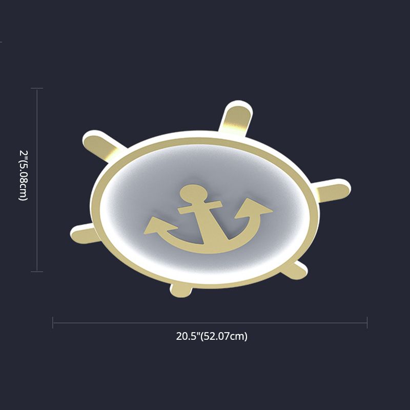 Mediterran Flushmount Light Nordic Modern Minimalistisch Kreativ Warm Golden Ruder Kinder Zimmer Zimmer-Zimmer-Studie Deckenlampen