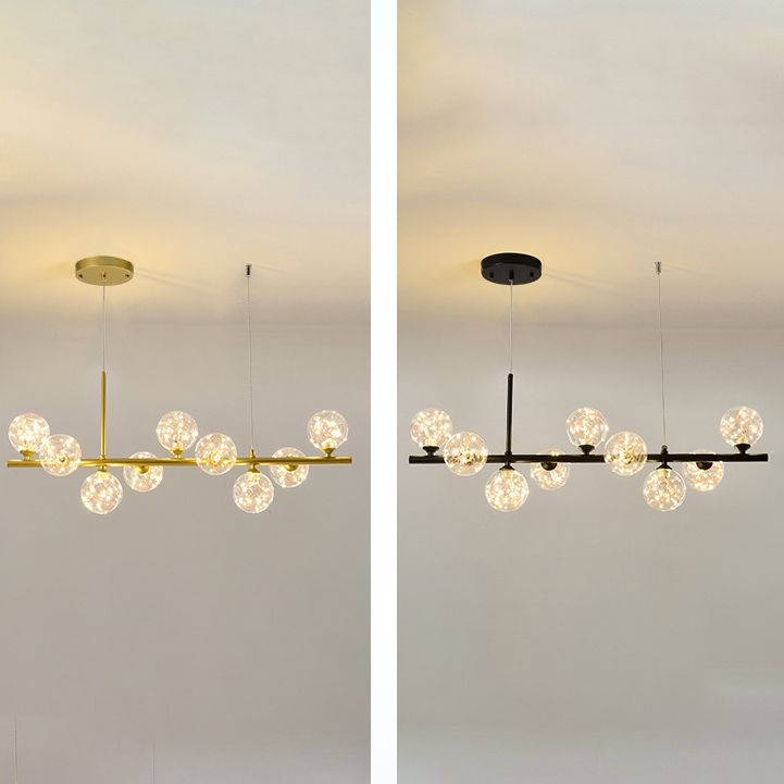 Modern Kitchen Island Lighting Oval Metal Island Ceiling Light with Glass Shade