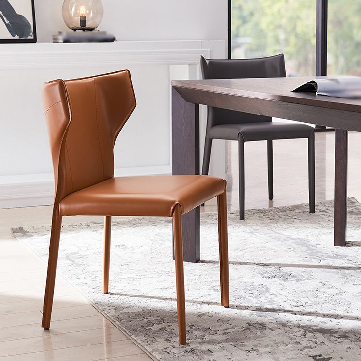 Sillas laterales de cuero modernas para interiores y exteriores, silla con respaldo sólido