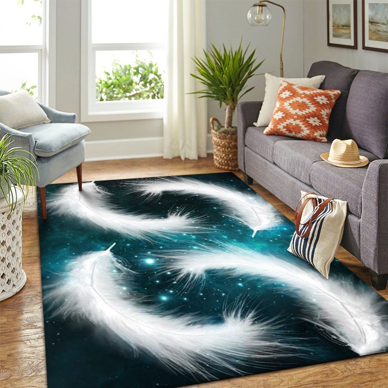 Gold Modern Rug Polyester Feather Rug Stain Resistant Rug for Home Decor