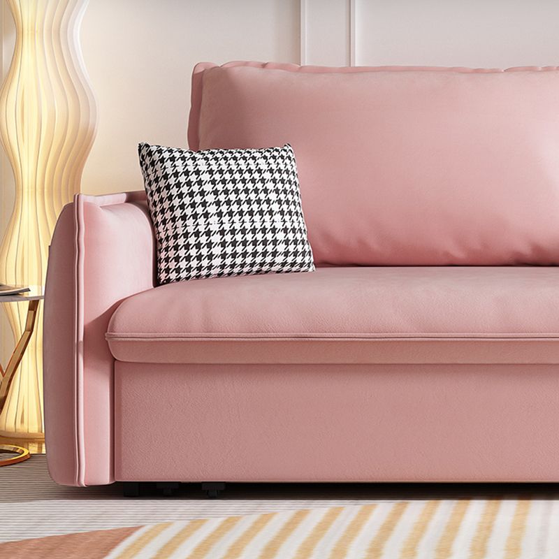 Glam Futon Sleeper Sofa Bed Living Room Convertible Sofas in Pink